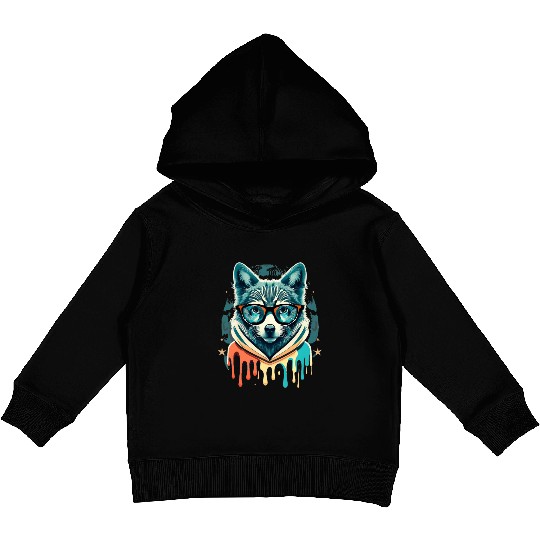 Hipster Wolf Drip Kids Pullover Hoodies