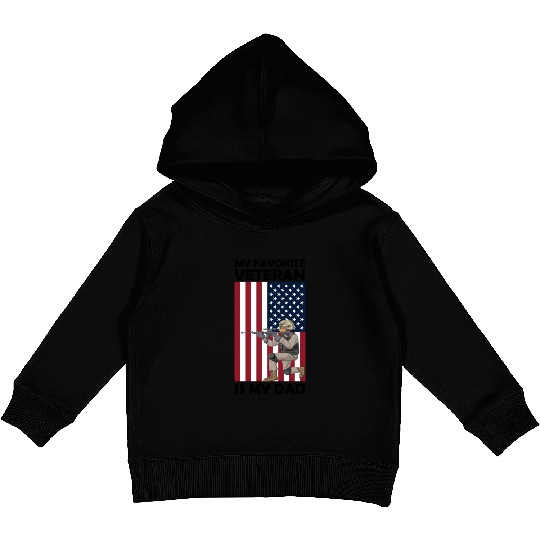 My Favorite Veteran is My Dad Kids Pullover Hoodies