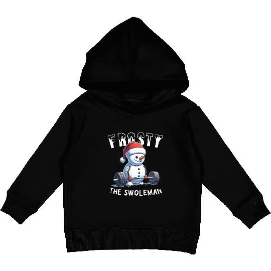Frosty the Swoleman Christmas Funny Snowman Gym Kids Pullover Hoodies