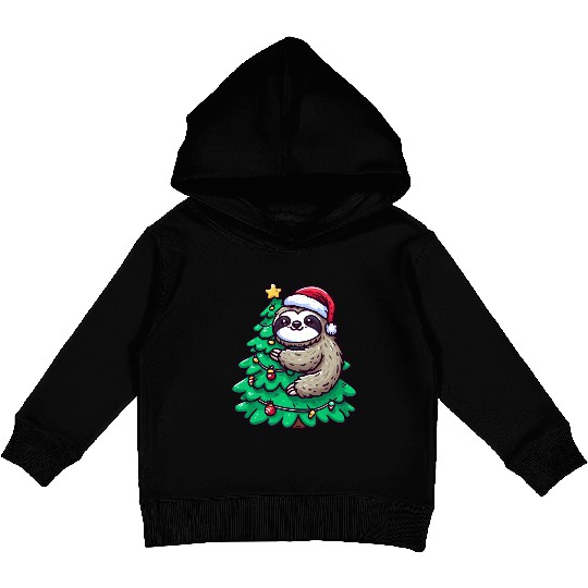 Christmas Sloth - Relaxing on the Christmas Tree Kids Pullover Hoodies