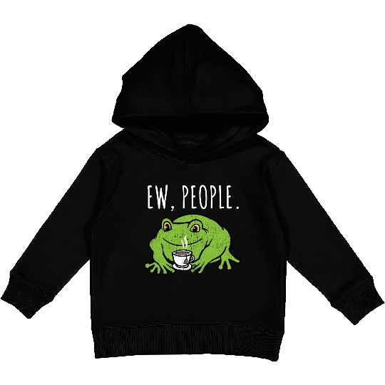 Ew People Cottagecore Frog With Tea Kids Pullover Hoodies