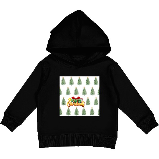 Green Christmas Tree Pattern Kids Pullover Hoodies