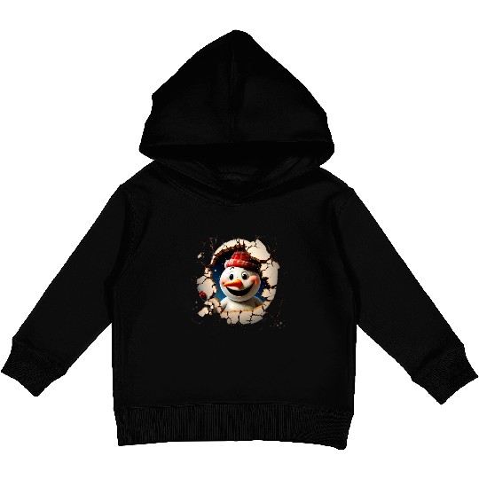 3D Peeking Christmas Snowman Kids Pullover Hoodies