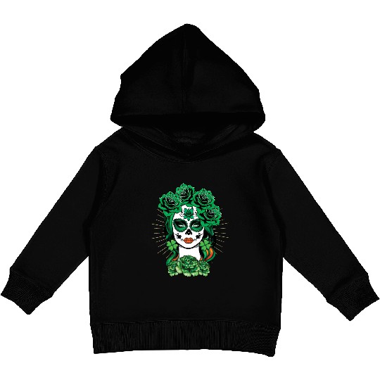 St Patrick's Day Dia De Los Muertos La Calavera Kids Pullover Hoodies