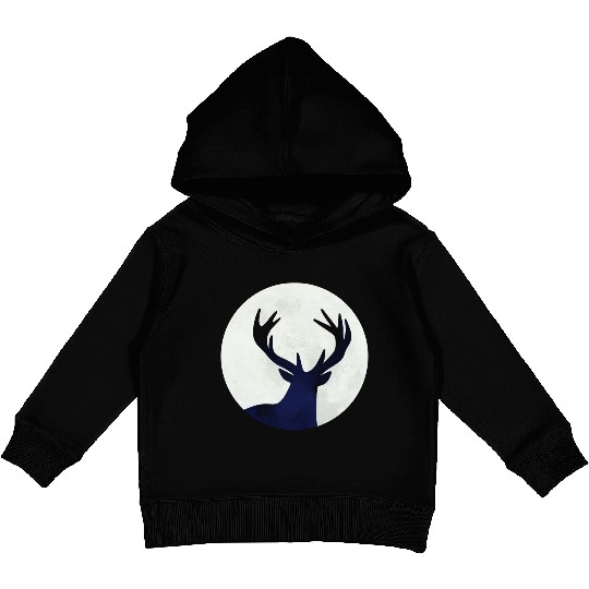 Deer and Moon Deer Hunter Gift Kids Pullover Hoodies