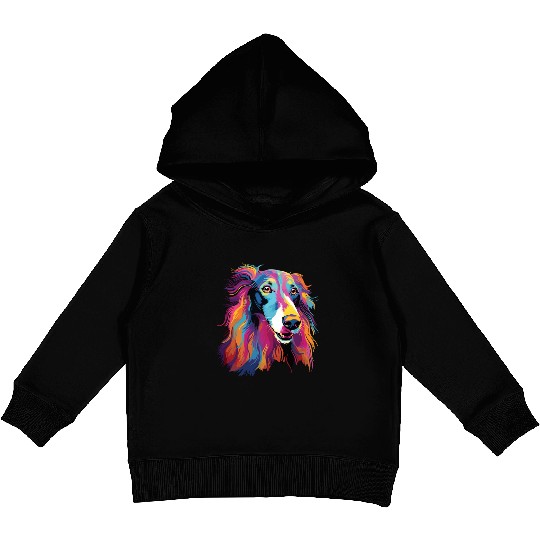 Watercolor Colorful Russian Greyhound Kids Pullover Hoodies
