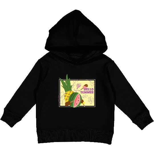 Hello summer fruit ice cream flowers & butterfly Kids Pullover Hoodies