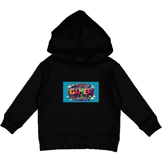 Neon Arcade Retro Gamer Kids Pullover Hoodies