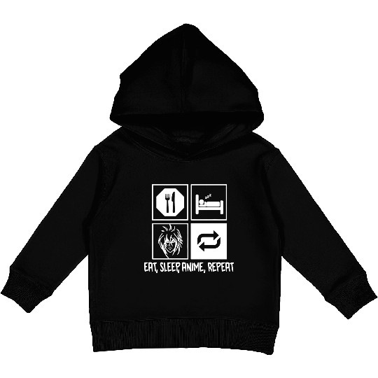 Eat Sleep Anime Repeat Kids Pullover Hoodies