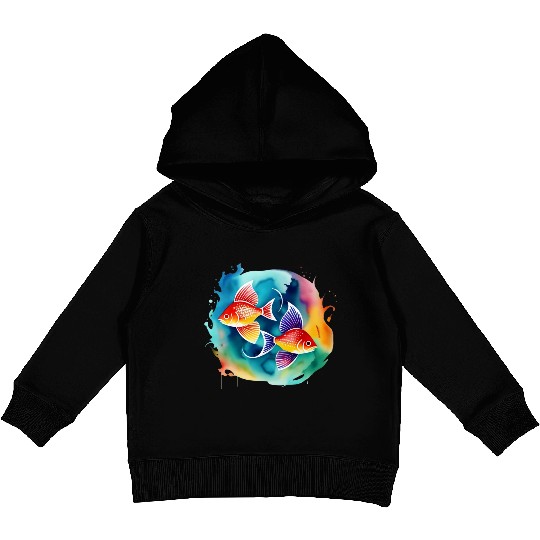 Color splash zodiac: Pisces Kids Pullover Hoodies