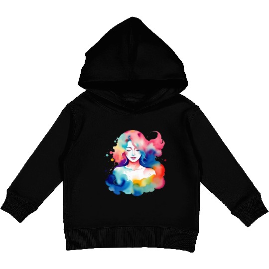 Color splash zodiac: Virgo Kids Pullover Hoodies