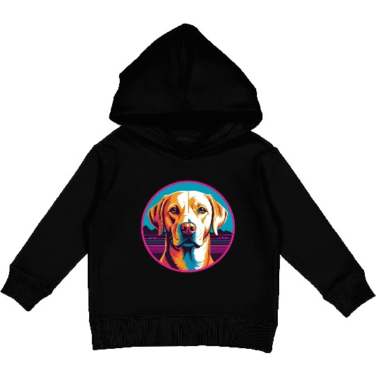 Synthwave Labrador Retriever 2 Kids Pullover Hoodies