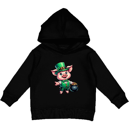 Cute St. Patrick's Piglet Kids Pullover Hoodies