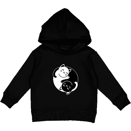 Yin and Yang Cats Kids Pullover Hoodies