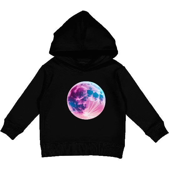 Synthwave moon Kids Pullover Hoodies