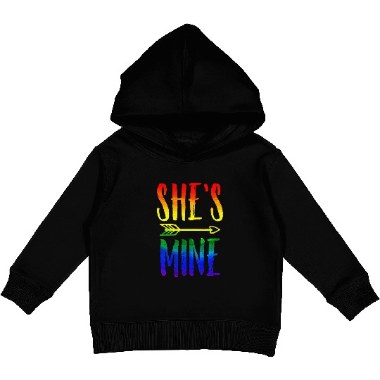 I'm Hers She's Mine LGBT Pride Lesbian Couple Kids Pullover Hoodies