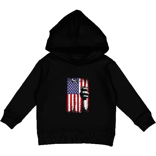 American Flag US, air traffic controller Kids Pullover Hoodies