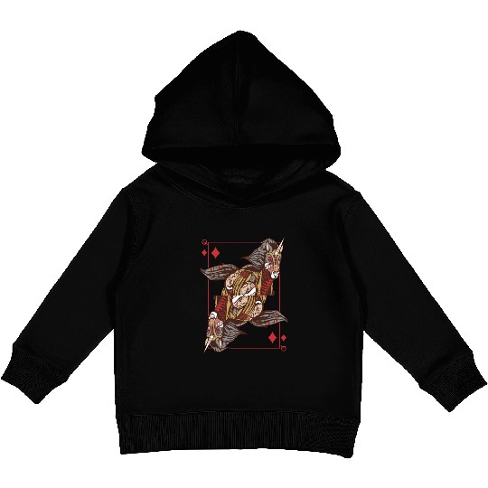 Unicorn steampunk card game Queen of Diamonds Poke Kids Pullover Hoodies