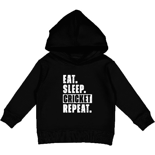 Cricket Fans Eat Sleep Cricket Repeat Kids Pullover Hoodies
