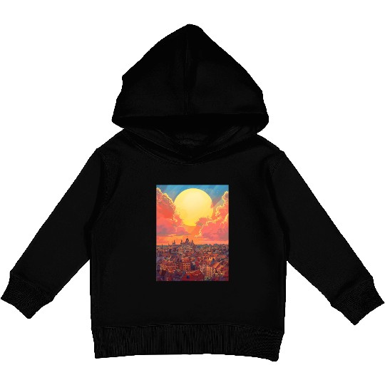 Sunset in Dublin Ireland Kids Pullover Hoodies