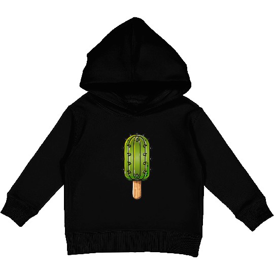 Funny cactus ice cream motif in comic style is fun Kids Pullover Hoodies