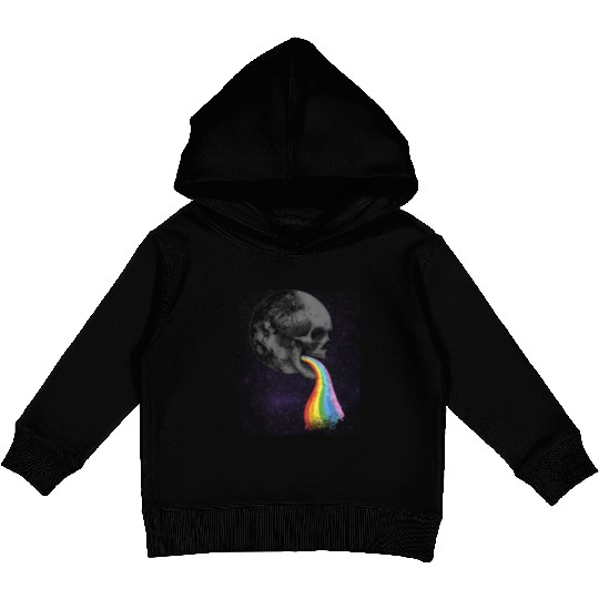 Skull Design with Rainbow. Concert Festival Kids Pullover Hoodies