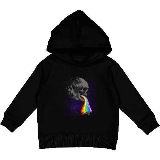 Skull Design with Rainbow. Concert Festival Kids Pullover Hoodies