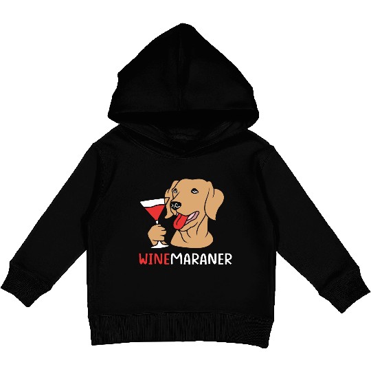 Winemaraner Dog Mom Wine Lover Funny Weimaraner Kids Pullover Hoodies