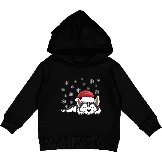 CHRISTMAS SANTA HAT SIBERIAN HUSKY DOG Kids Pullover Hoodies