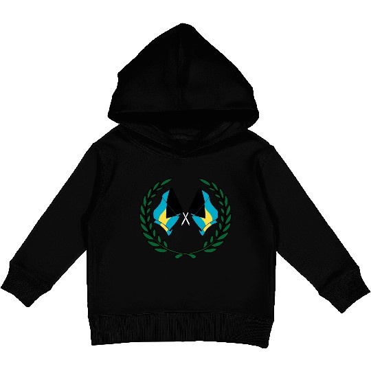 Flags Bahamas in laurel wreath Kids Pullover Hoodies