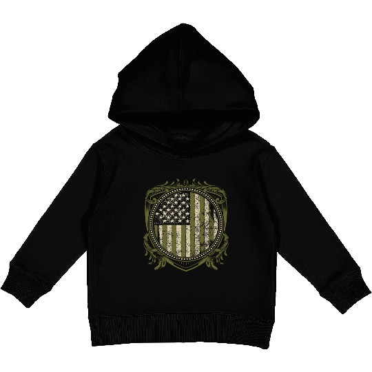 Veteran Design - US Veteran Crest Kids Pullover Hoodies