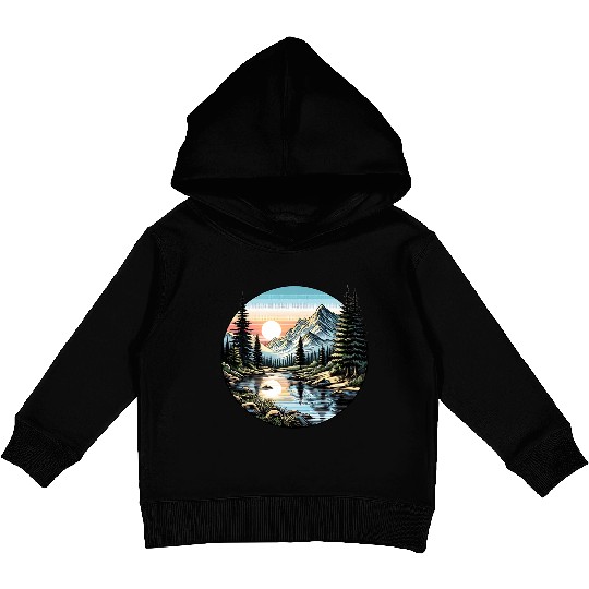 Tranquil Mountain Sunrise: Serene Landscape Art Kids Pullover Hoodies
