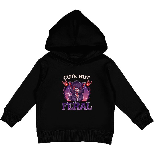Cute but Feral! Wild Cat Party Concert Cat Lovers Kids Pullover Hoodies