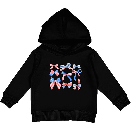 Red White Blue American Coquette Kids Pullover Hoodies