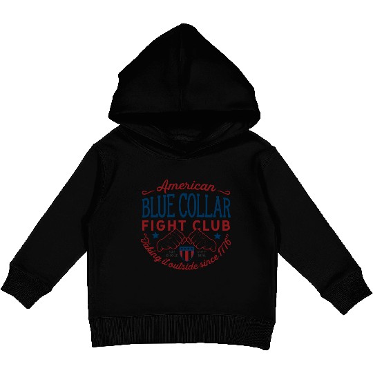 Blue Collar Fight Club Working Class Design Kids Pullover Hoodies