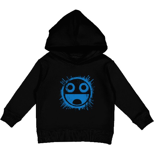 Blue Joyful Face Kids Pullover Hoodies