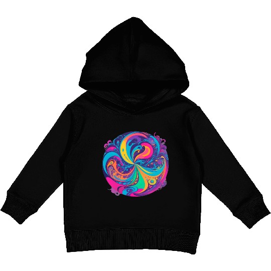 Color Swirl of Psychedelic Motion and Energy Kids Pullover Hoodies