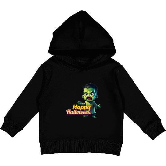 Little Cute Green Zombie Expressing Fear Kids Pullover Hoodies