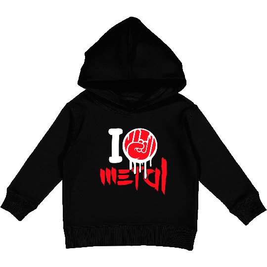I Love Heavy Metal Hard Rock Music Graffiti Heart Kids Pullover Hoodies