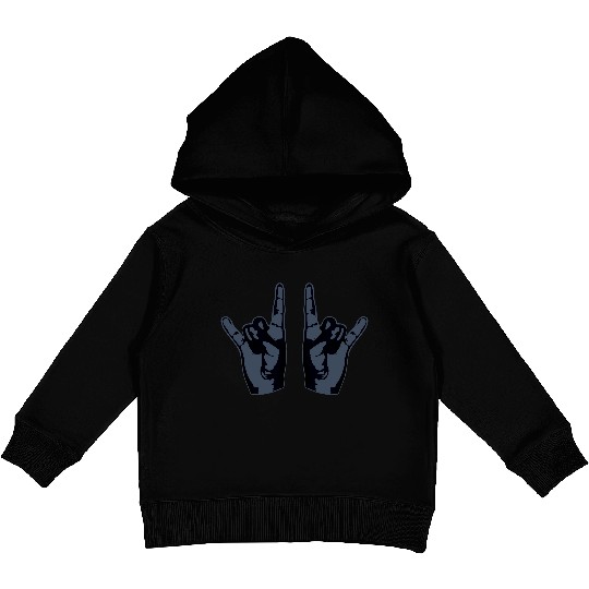 Heavy Metal Fun Hard Rock Music Horns Hand Gesture Kids Pullover Hoodies