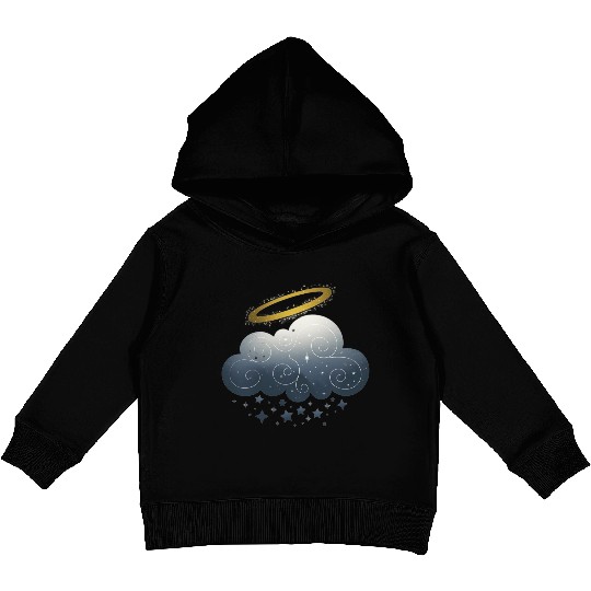 Celestial Embrace Cloud and Star in a Magical Glow Kids Pullover Hoodies