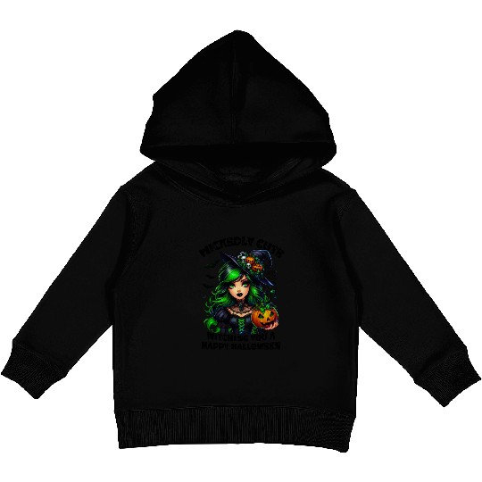 Halloween Wicked Cute Green Witch Kids Pullover Hoodies