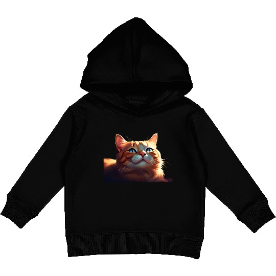 A Cute Orange Cat Kids Pullover Hoodies