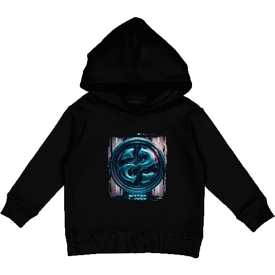 Zodiac sign Pisces in cyberpunk era Future Kids Pullover Hoodies