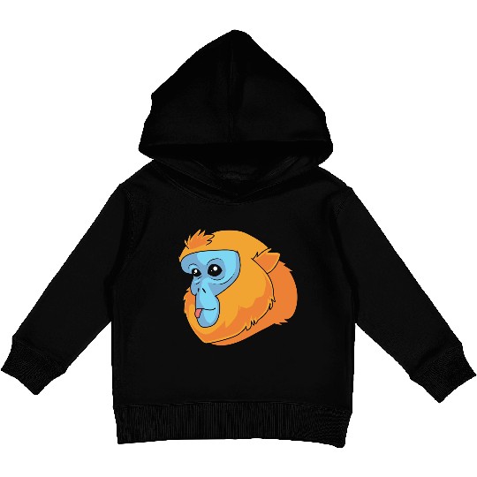 Monkey Lover Golden Snub Nosed Monkey Face Kids Pullover Hoodies