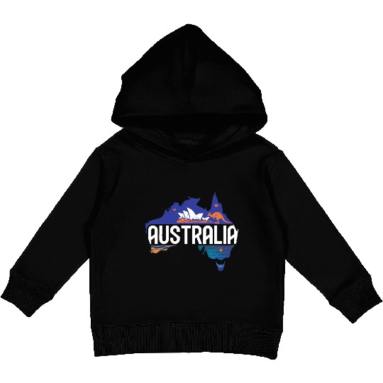 Australia Kangaroo & Sydney Opera House Map Kids Pullover Hoodies