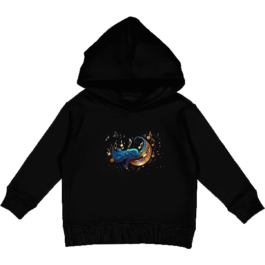 Celestial Music Waves: Abstract Notes and Flow Kids Pullover Hoodies