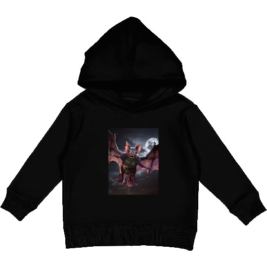 monster zombie bat glowing red eyes halloween Kids Pullover Hoodies