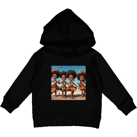 Animated African kids dancing Kids Pullover Hoodies