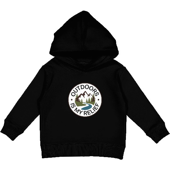 Outdoors is my Relief - Hiking for Mental Health Kids Pullover Hoodies